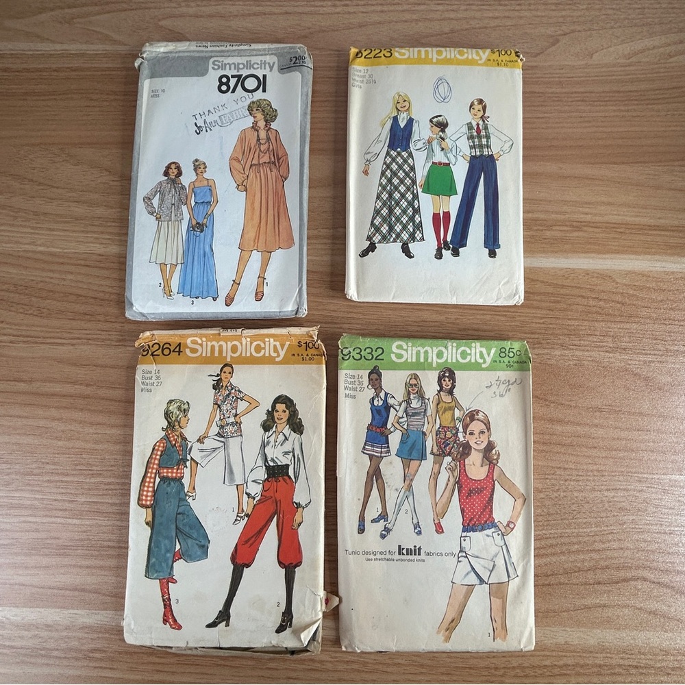 Vintage Sewing Patterns Simplicity 1960s - 1970s Crafts Junk Journals Lot of 13